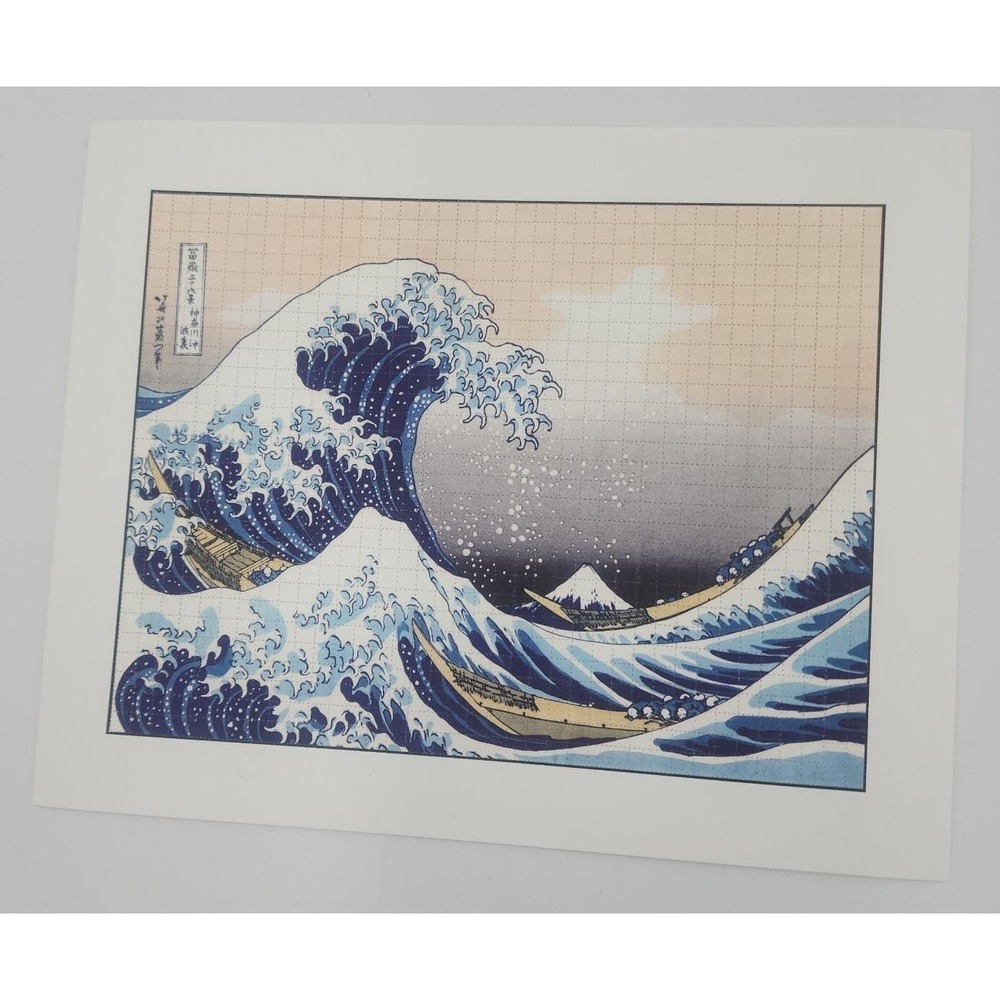Great Wave of Kanagawa blotter art page Japanese Great Wave Japan perforated art